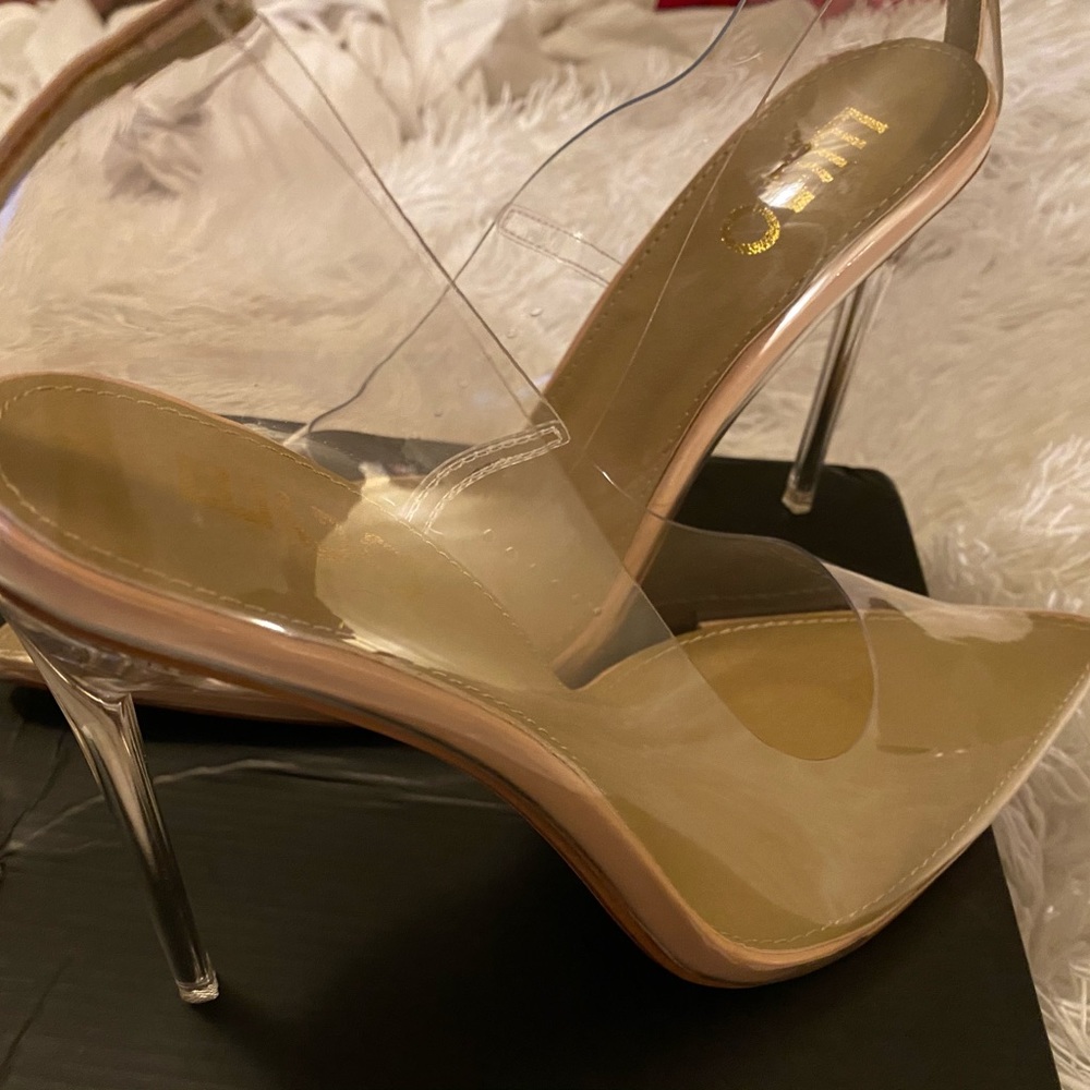 EGO Clear Heel In Nude Patent 9